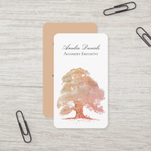 Oak Tree Illustration in Cream Beige Business Card