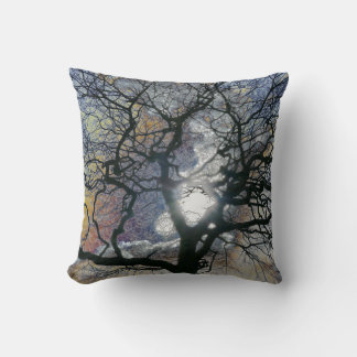 Oak tree in early Spring, colored sky edit Cushion