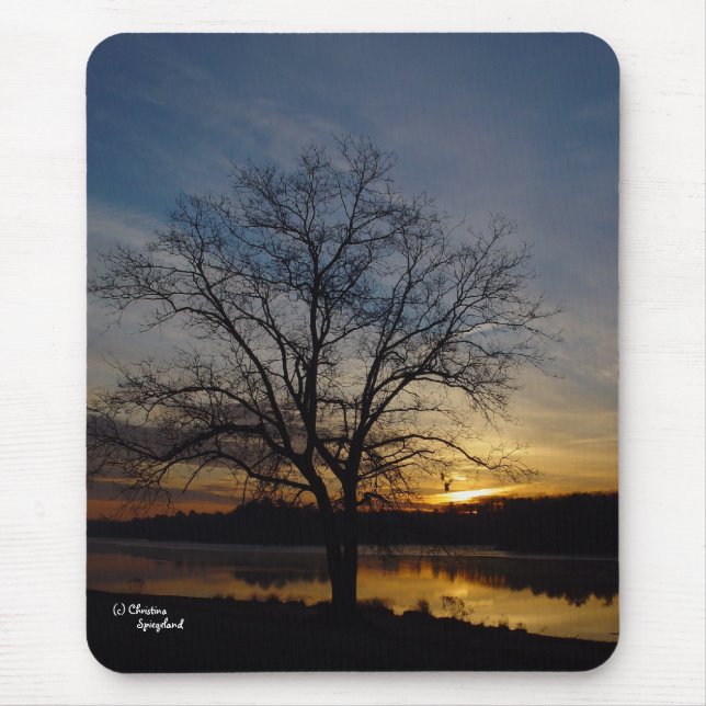Oak Tree Lake Sunrise Mousepad (Front)