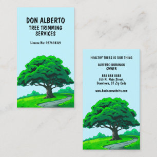 Oak Tree Logo   Custom Tree Trimming Services Business Card