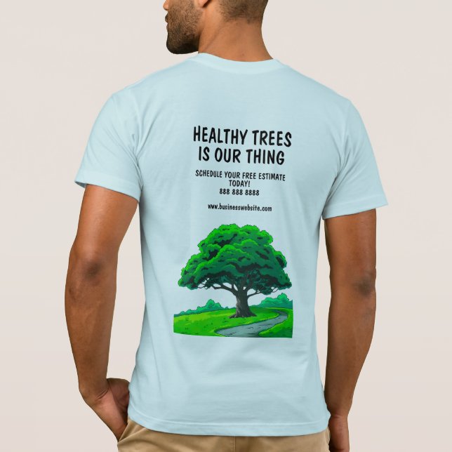 Oak Tree Logo | Custom Tree Trimming Services T-Shirt (Back)