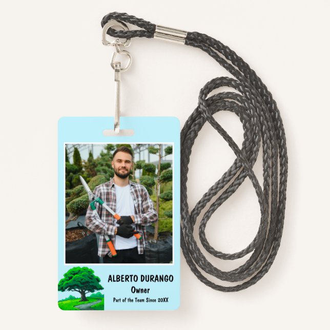 Oak Tree Logo | Tree Trimming Services Employee ID Badge (Front with Lanyard)