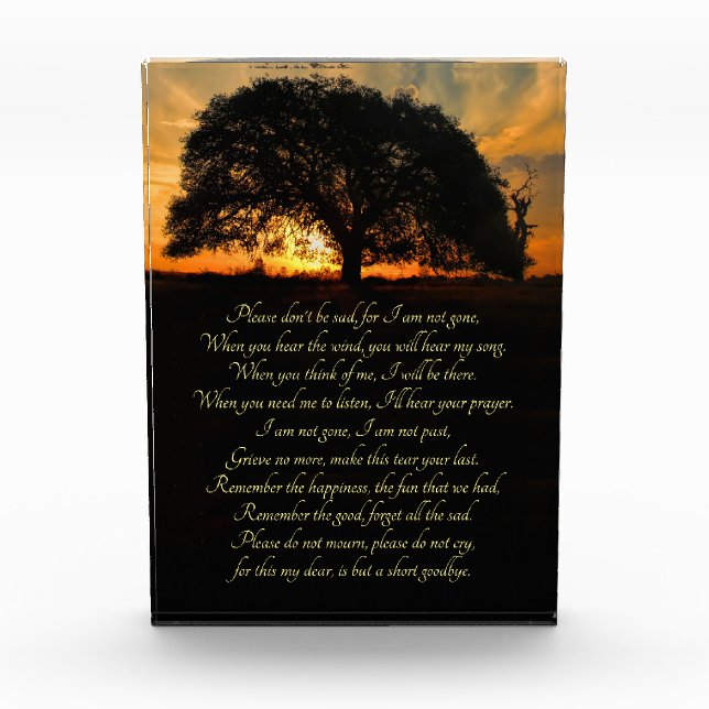 Oak Tree Memorial Tribute Poem Photo Block (Front)