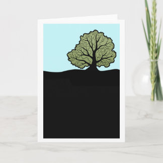 Oak tree on hillside graphic card