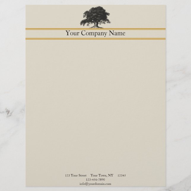 Oak Tree Plantation in Gold Letterhead (Front)