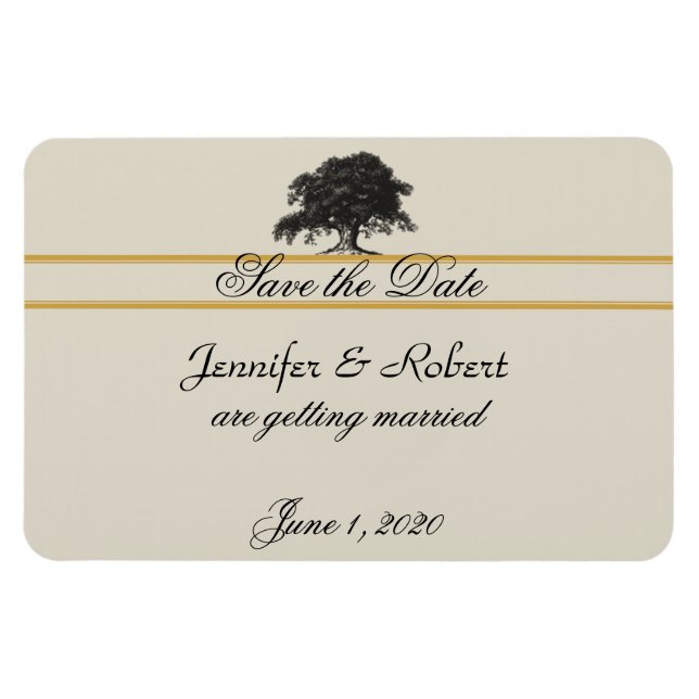 Oak Tree Plantation in Gold Save the Date Magnet (Horizontal)