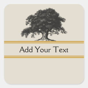 Oak Tree Plantation in Gold Square Sticker