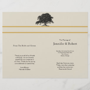 Oak Tree Plantation in Gold Wedding Program