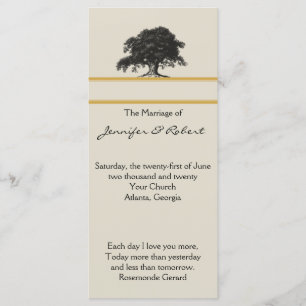 Oak Tree Plantation in Gold Wedding Program