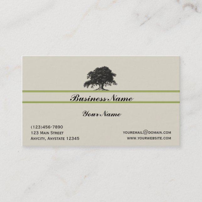 Oak Tree Plantation in Green Business Card (Front)