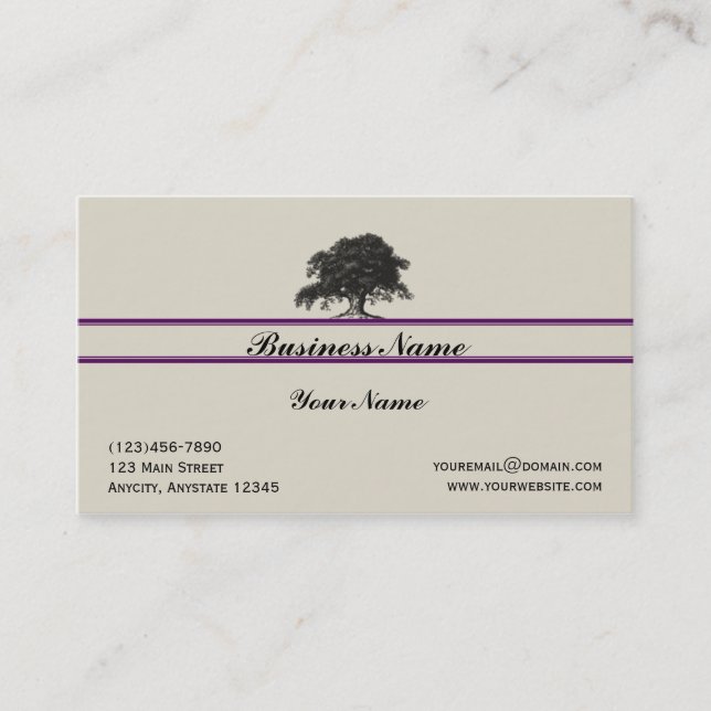 Oak Tree Plantation in Purple Business Card (Front)