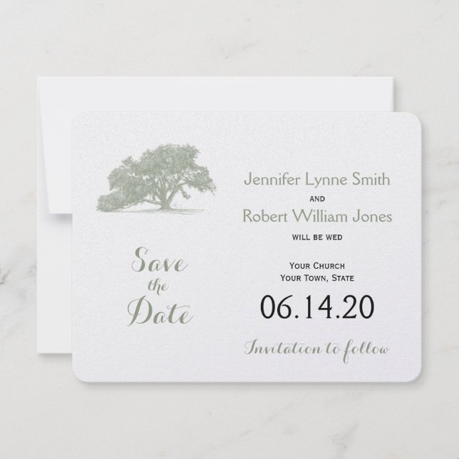 Oak Tree Plantation Wedding Save the Date (Front)