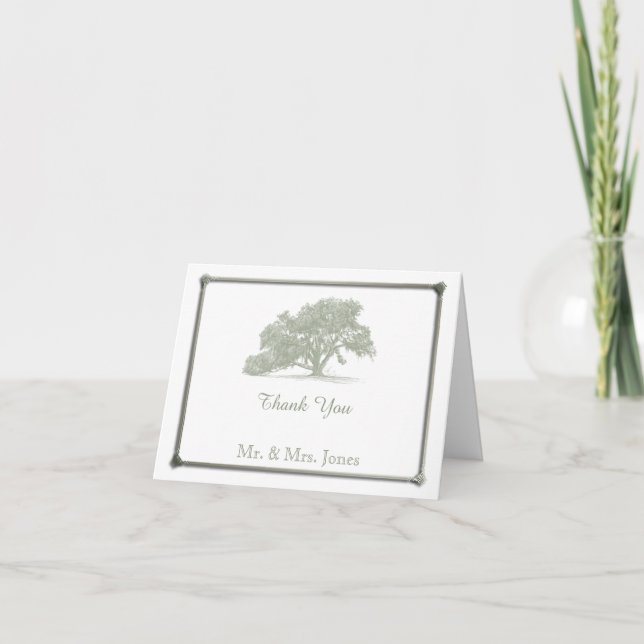 Oak Tree Plantation Wedding Thank You Card (Front)