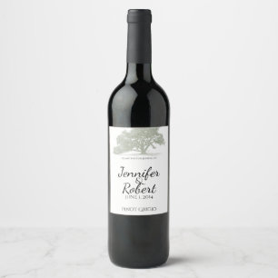 Oak Tree Plantation Wedding Wine Label