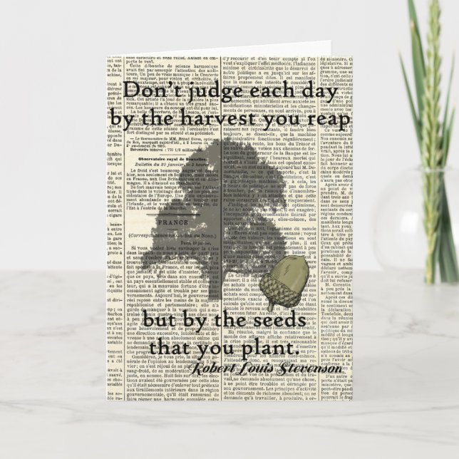 Oak Tree Planting Quote Antique Dictionary Page Card (Front)