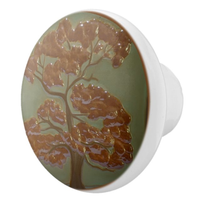  Oak tree print Drawer Pull Ceramic Knob (Right)