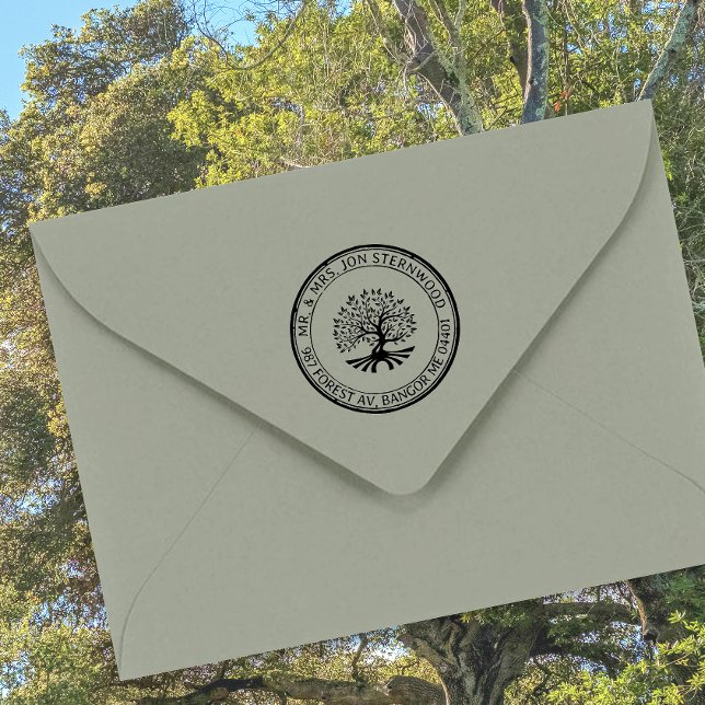 Oak Tree Rustic Border Address Nature and Business Rubber Stamp (Creator Uploaded)