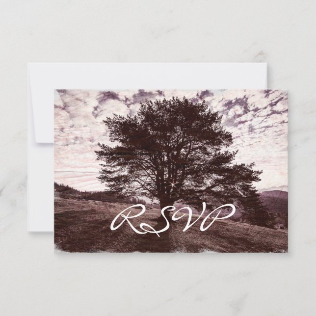 Oak Tree Rustic Country Wedding RSVP Cards (Front)
