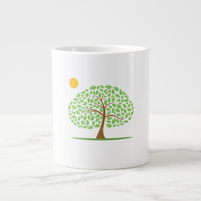 oak tree sun scribbled ecology design.png large coffee mug (Front)