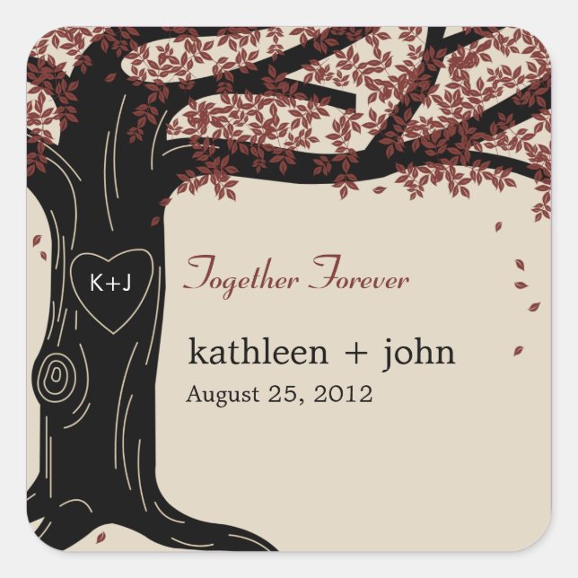 Oak Tree Wedding Favour Sticker (Front)