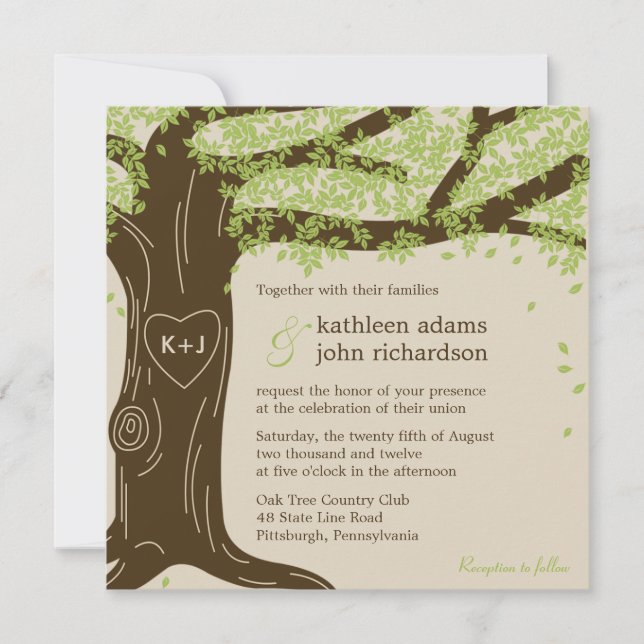 Oak Tree Wedding Invitation (Front)