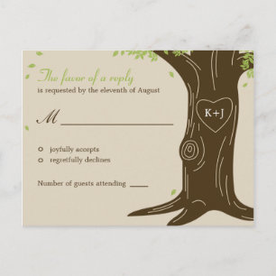 Oak Tree Wedding RSVP Postcard