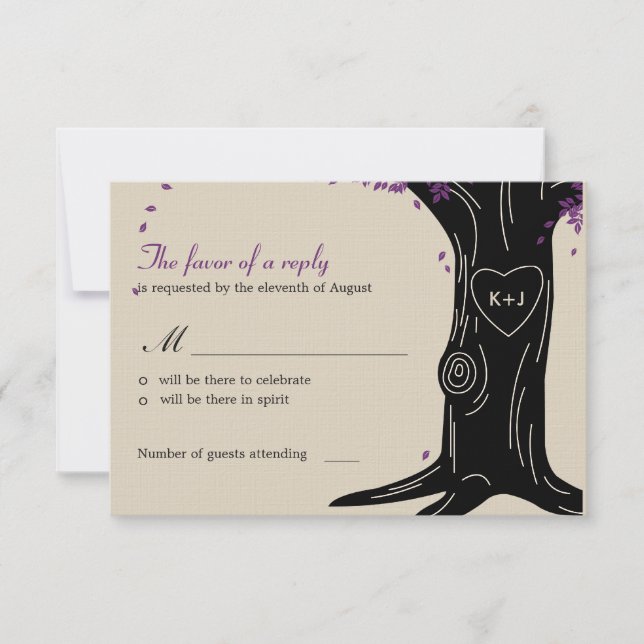 Oak Tree Wedding RSVP / Response Card (Front)