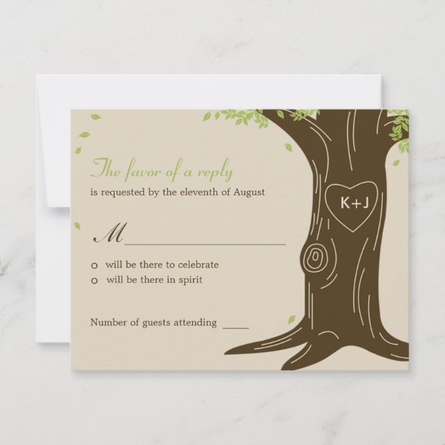 Oak Tree Wedding RSVP / Response Card (Front)