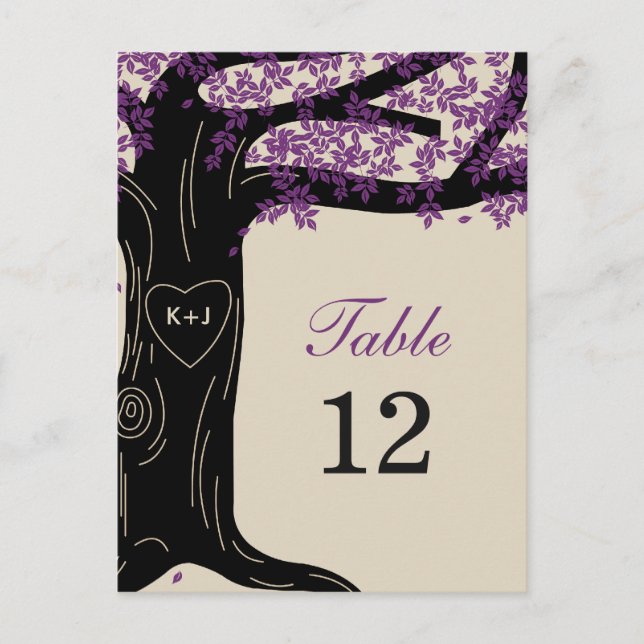 Oak Tree Wedding Table Number Card (Front)