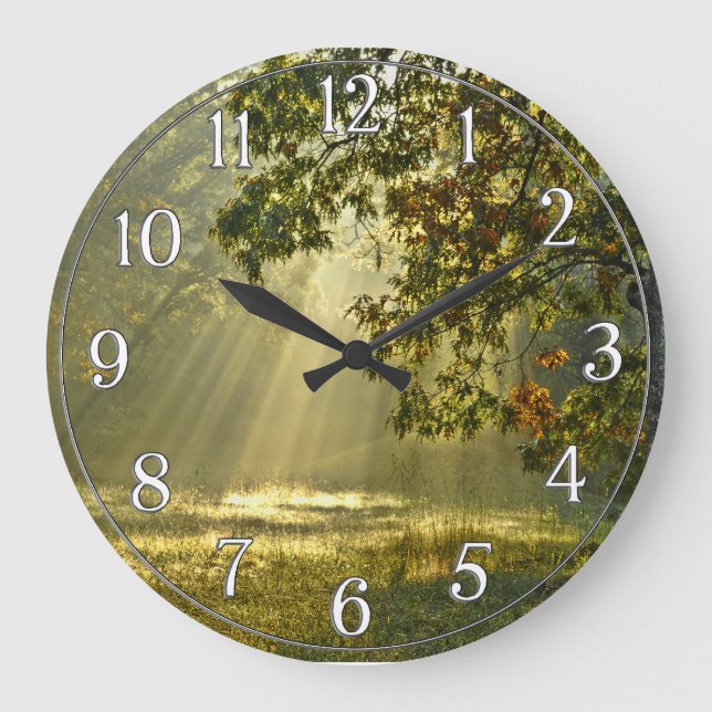 Oak Tree with Morning Sunbeams Large Clock (Front)