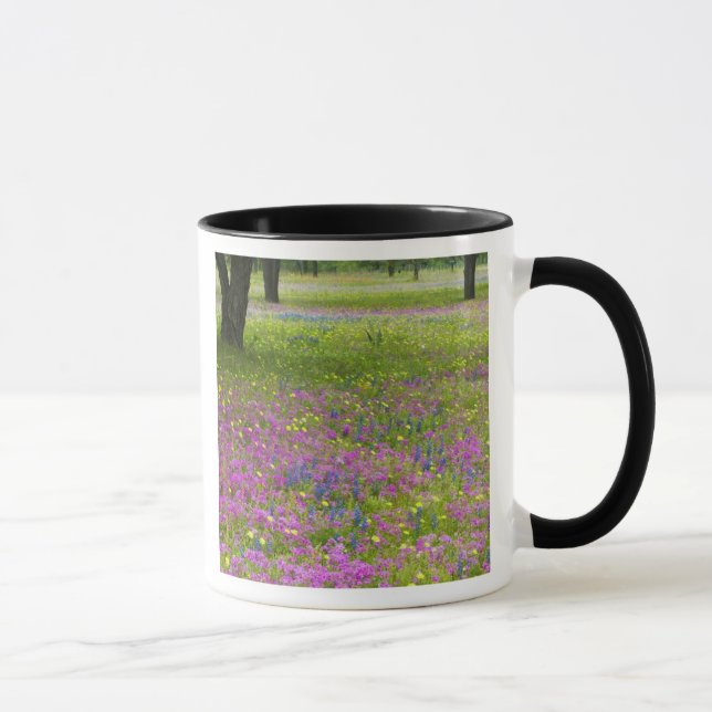 Oak Trees with field of Phlox, Blue Bonnets Mug (Right)
