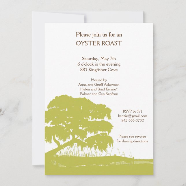 Oak with Spanish Moss by the Marsh Invite Vertical (Front)