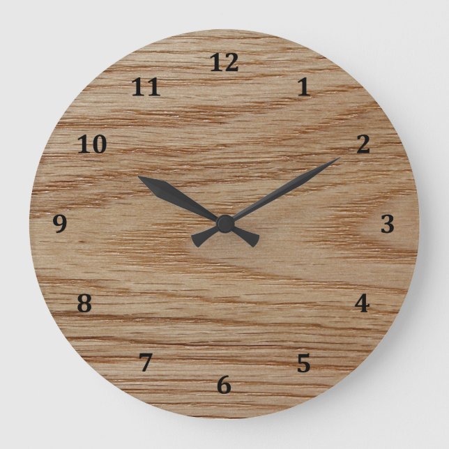 Oak Wood Grain Look Large Clock (Front)