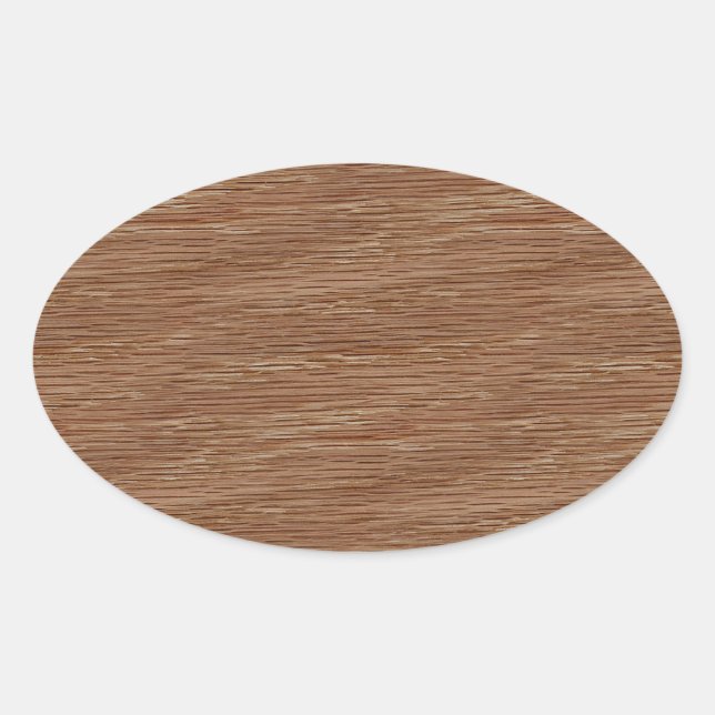 Oak Wood Grain Look Oval Sticker (Front)