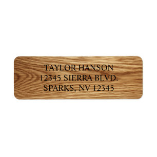 Oak Wood Image Logo Black Text Return Address Label