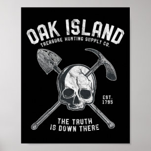 Oak Wood Skull Island Vintage Skull Templar Treasu Poster