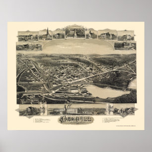 Oakdale, MA Panoramic Map - 1891 Poster