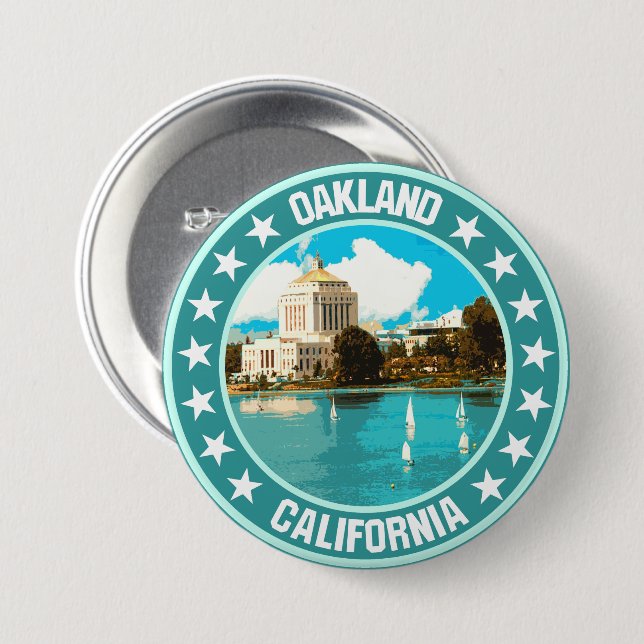 Oakland                                            7.5 cm round badge (Front & Back)
