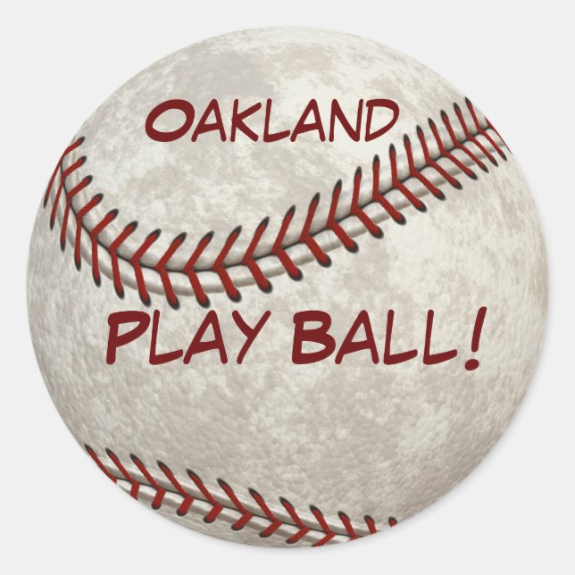 Oakland Baseball  Play Ball! American Past-time Classic Round Sticker (Front)