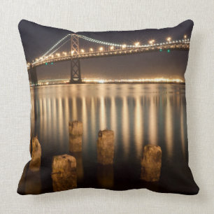 Oakland Bay Bridge night reflections. Cushion