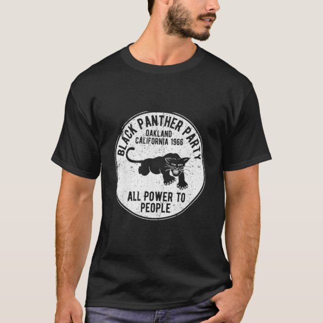 Oakland California 1966 Black Panther Py Distresse T-Shirt (Front)
