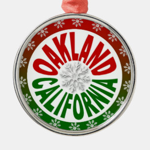 Oakland California red green holiday ornament