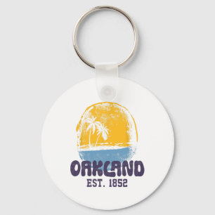 Oakland California Retro Surfer Vintage Beach For Key Ring