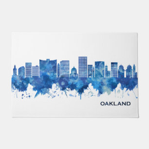 Oakland California Skyline Blue Doormat