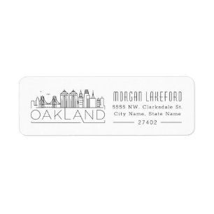 Oakland, California Stylized Skyline Label Return Address Label