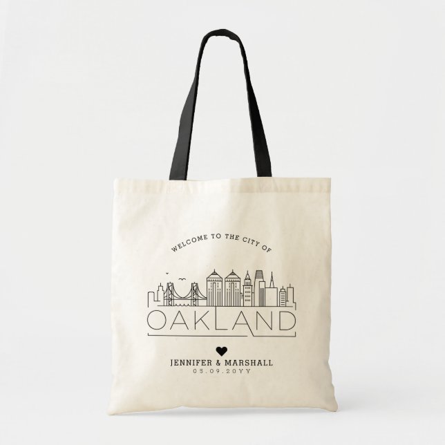 Oakland, California Wedding | Stylised Skyline Tote Bag (Front)
