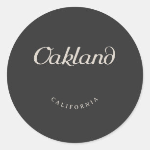Oakland California White Font Classic Round Sticker