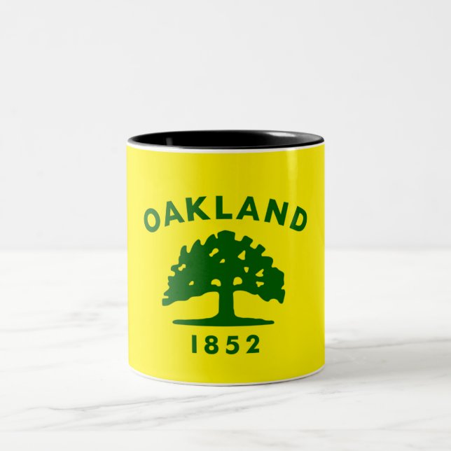 Oakland city flag Two-Tone coffee mug (Center)