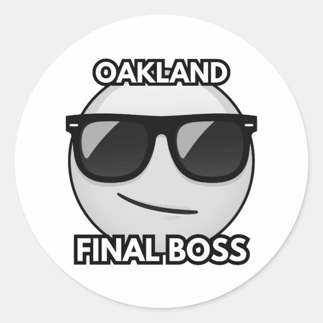 Oakland Final Boss Cool Emoji Sticker (Front)