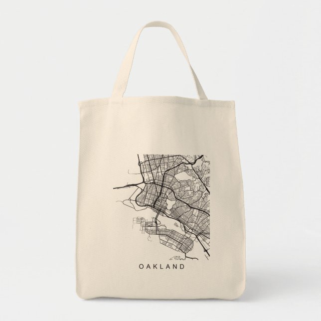 Oakland Minimalist City Street Map Dark Design Tote Bag (Front)